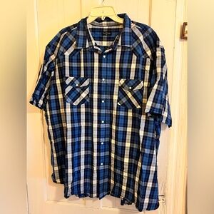 Men’s Double Pump short sleeve plaid button down shirt 4XL